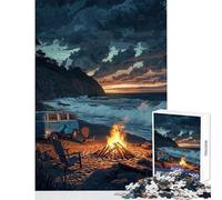 Puzzle da 1000 pezzi per adulti atmosfera da spiaggia e notti attorno al fuoco giocattoli antistress fantastici regali e giocattoli per giochi educativi allena il cervello e le mani dimensioni 38x52cm