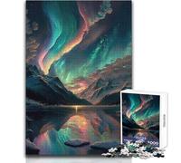 Puzzle da 1000 pezzi per adulti, Aurora boreale colorata, calma e piacevole, tempo libero, giocattolo di precisione avanzato, dimensioni 38x26cm