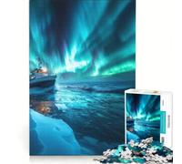 Puzzle da 1000 pezzi per adulti, Aurora Boreale, Nave, Gioco Impossibile, Per passare il tempo durante le vacanze, Regalo di compleanno, Regalo di viaggio, 38x52cm