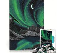 Puzzle da 1000 pezzi per adulti, Aurora Boreale su Lago di Montagna, Gioco Impossibile, Per passare il tempo durante le vacanze, Regalo di compleanno, Regalo di viaggio, 50x75cm