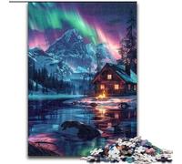 Puzzle da 1000 pezzi per adulti Aurora Boreale sulla neve Puzzle in cartone, gioco interattivo per famiglie, decorazione fai da te per la casa Sfida mentale Regalo 1000 pezzi(26x38cm)
