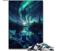 Puzzle da 1000 pezzi per adulti Aurora Boreale sulla neve, puzzle in legno, rompicapo fai da te stimolante, gioco interattivo per famiglie, 1000 pezzi(50x75cm)