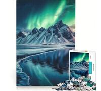 Puzzle da 1000 pezzi per adulti, Aurora Boreale sulle Montagne, Gioco rompicapo, Difficile da completare, Rafforza l'amore tra le coppie 38x52cm
