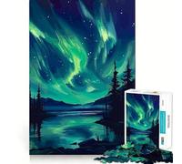 Puzzle da 1000 pezzi per adulti Aurora Notte Foresta Taglio Premium Gioco Attività intelligente per la mente Pace Divertimento Compleanno Gioco artistico (38x26cm)
