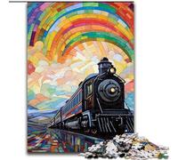 Puzzle da 1000 pezzi per adulti, auto a vapore colorata in legno, idea regalo unica per decorare la casa fai da te, gioco rompicapo per adolescenti, regalo perfetto per le feste 50x75cm