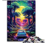 Puzzle da 1000 pezzi per adulti, auto al neon nella natura, realizzato in cartone, con gioco interattivo per famiglie, tutte le età 1000 pezzi(26x38cm)