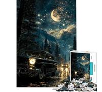 Puzzle da 1000 pezzi per adulti auto d'epoca montagne al chiaro di luna puzzle divertenti per ragazzi decorazione da parete compleanno (dimensioni 38x26cm)