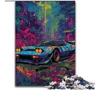 Puzzle da 1000 pezzi per adulti, auto sportiva nella foresta, puzzle da 1000 pezzi, regalo perfetto per l'arredamento della casa, divertimento in famiglia, età 14+ (dimensioni 50x75cm)