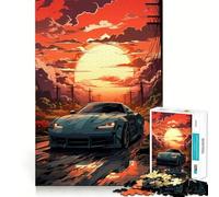 Puzzle da 1000 pezzi per adulti,auto su strada al tramonto,gioco di logica a incastro perfetto,divertente giocattolo,gioco gratuito,regalo di compleanno (50x75cm)