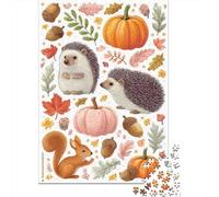 Puzzle Da 1000 Pezzi Per Adulti Autumn Nature Scene with Hedgehogs Puzzle Giocattolo Decorazione Da Parete Un'opera D'arte Regali Unici Per Compleanno E Natale 38x26cm/1000pcs