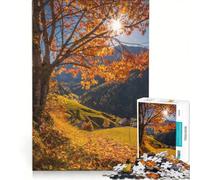 Puzzle da 1000 pezzi per adulti, Autunno nelle Dolomiti, Gioco per famiglie, Corsa di velocità manuale, Adatto per decorazione scrivania 50x75cm