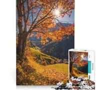 Puzzle da 1000 pezzi per adulti, Autunno nelle Dolomiti, Gioco rompicapo, Difficile da completare, Rafforza l'amore tra le coppie, 38x52cm