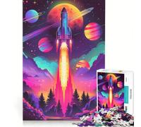 Puzzle da 1000 pezzi per adulti: Avventura spaziale con razzo gioco rompicapo stimolante da completare per rafforzare l'amore tra le coppie 38x26cm