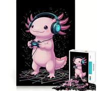Puzzle da 1000 pezzi per adulti Axolotl Gamer con cuffie Premium Cut Play Smart Mind Activity Peace Fun Time Birthday Art Play (38x26cm)