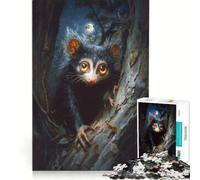 Puzzle da 1000 pezzi per adulti "Aye-aye Lemur in The Night Forest", gioco interattivo, taglio di precisione, regalo di compleanno, 38x52cm