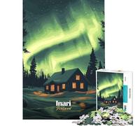 Puzzle da 1000 pezzi per adulti baita con aurore boreali gioco pratico ed educativo regalo di compleanno (dimensioni 38x52cm)
