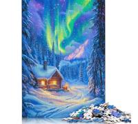 Puzzle da 1000 pezzi per adulti "Baita del paese delle meraviglie invernale" Puzzle in legno Giocattoli per l'intrattenimento della famiglia 1000 pezzi (75x50 cm)