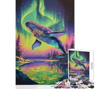 Puzzle da 1000 pezzi per adulti balena aurora boreale decorazione per la casa giocattoli regali di Babbo Natale segreto gioco pratico allena il cervello e le mani dimensioni 38x52cm