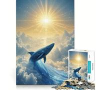 Puzzle da 1000 pezzi per adulti,Balena celeste che sorge verso il sole,decorazione con tagli precisi,giocattolo per allenare la mente,gioco libero,regalo festivo (50x75cm)