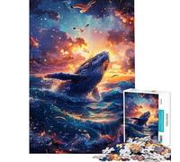 Puzzle da 1000 pezzi per adulti: Balena che emerge dall'acqua al tramonto con gabbiani Puzzle da 1000 pezzi giocattolo decorativo da parete per il divertimento in famiglia compleanno