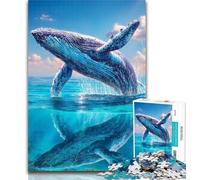 Puzzle da 1000 pezzi per adulti Balena che salta fuori dal mare Puzzle da 1000 pezzi per adulti e adolescenti, design vivace e unico Esperienza di gioco rilassante e stimolante 50x75cm
