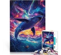 Puzzle da 1000 pezzi per adulti Balena che salta nello spazio Giocattolo educativo per l'apprendimento Regalo di compleanno, regali, arte murale 38x26cm
