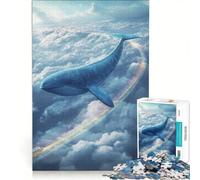 Puzzle da 1000 pezzi per adulti balena che vola tra le nuvole con arcobaleno gioco impossibile decorazione per la casa ideale come regalo per tutta la famiglia 50x75cm