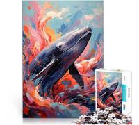 Puzzle da 1000 pezzi per adulti Balena colorata in un oceano astratto Gioco impegnativo Ogni pezzo è unico - Gioco divertente e stimolante per tutta la famiglia 75x50cm