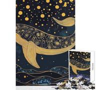 Puzzle da 1000 pezzi per adulti balena dorata nel cielo stellato decorazione per la casa giocattoli fantastici regali e giochi gioco pratico ogni pezzo è unico - dimensioni 38x52cm