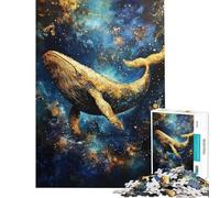 Puzzle da 1000 pezzi per adulti Balena dorata nel cosmo Gioco rompicapo gioco intellettuale regalo di compleanno decorazione da parete (dimensioni 38x52cm)