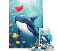 Puzzle da 1000 pezzi per adulti "Balena innamorata" gioco educativo sfida per l'intelligenza giocattolo avvincente regalo divertente attività per tutta la famiglia (dimensioni 38x26cm)