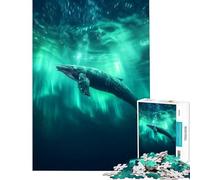 Puzzle da 1000 pezzi per adulti balena megattera sotto l'aurora boreale nell'oceano Un gioco avvincente per coltivare la pazienza rilassarsi e migliorare la memoria Un'ottima idea regalo (38x26cm)