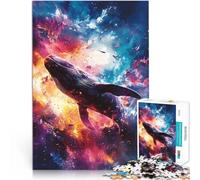 Puzzle da 1000 pezzi per adulti Balena nello spazio al neon Giocattoli di gioco impegnativi Migliorare l'amore tra le coppie 75x50cm
