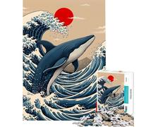 Puzzle da 1000 pezzi per adulti Balena ﹨u Wave Puzzle antistress per adulti Migliora la memoria Stimolante da completare (Dimensioni 38x52cm)