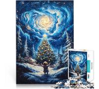 Puzzle da 1000 pezzi per adulti Bambino che guarda l'albero di Natale Sfida difficile Decorazione murale Regali unici per compleanno e Natale 38x26cm