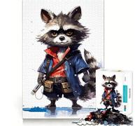 Puzzle da 1000 pezzi per adulti,bambino procione samurai,bordi sottili,gioco creativo,divertente e rilassante,regalo di compleanno,hobby (38x52cm)