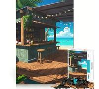 Puzzle da 1000 pezzi per adulti,bar sulla spiaggia con sgabelli e bevande,gioco di precisione,divertente e intelligente,regalo per momenti di relax,decorazione per compleanno (50x75cm)