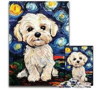 Puzzle da 1000 pezzi per adulti "Barboncino sotto il cielo notturno", puzzle in legno per 14+ anni, difficile da completare ma divertente e umoristico, regalo di compleanno 50X75cm