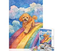 Puzzle da 1000 pezzi per adulti Barboncino sul ponte arcobaleno Giocattoli antistress Ottimo regalo Giochi rilassanti Migliorare l'amore tra coppie Dimensioni 38x52cm