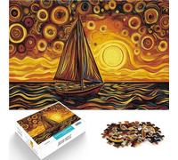 Puzzle da 1000 pezzi per adulti Barca a vela al tramonto nuvoloso giocattoli educativi per l'apprendimento Regalo di opere d'arte 38x26cm