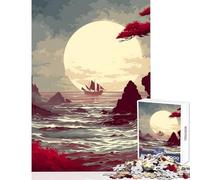 Puzzle da 1000 pezzi per adulti barca a vela della costa cremisi giocattoli antistress ottimo regalo giochi rilassanti migliorare l'amore tra coppie dimensioni 38x26cm