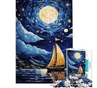 Puzzle da 1000 pezzi per adulti barca a vela sotto un cielo stellato difficile e stimolante giocattolo educativo per ragazzi dai 14 anni in su (38x52cm)