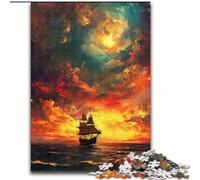 Puzzle da 1000 pezzi per adulti, barca al tramonto, in legno, regalo perfetto per genitori, amanti e amici - età 14+, dimensioni 50x75cm, ideale per compleanni, vacanze, Natale e Halloween