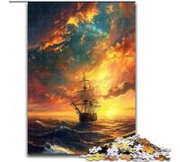 Puzzle da 1000 pezzi per adulti "Barca al tramonto" in legno, un regalo perfetto per la famiglia 50x75cm, ideale per decorare la casa, allenare la mente e come regalo per le feste