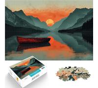 Puzzle da 1000 pezzi per adulti Barca galleggiante sul lago lineart Difficile Duro Ogni pezzo è unico - Gioco divertente e stimolante per tutta la famiglia 75x50cm