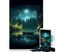 Puzzle da 1000 pezzi per adulti "Barca nella notte",gioco di logica e pensiero logico,ideale per il tempo libero,con soggetto natalizio 38x26cm