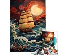 Puzzle da 1000 pezzi per adulti "Barca nella tempesta" - Gioco educativo e coinvolgente per coltivare la pazienza - Idea regalo - Decorazione per la casa (dimensioni 38x52cm)