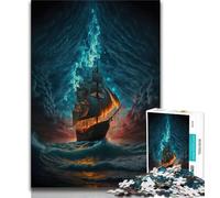 Puzzle da 1000 pezzi per adulti, barca, notte di luna, puzzle da 1000 pezzi per adulti e adolescenti, giochi educativi, decorazione per la casa, collezione di artisti, belle arti (50x75cm)