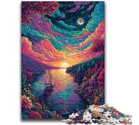 Puzzle da 1000 pezzi per adulti Barca psichedelica Difficile e stimolante con poster abbinato e foglio di quiz per età 14 50x75cm