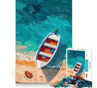 Puzzle da 1000 pezzi per adulti "Barca sulla spiaggia" con grafica digitale,gioco di incastro,ideale per stimolare la mente,perfetto come regalo per momenti di relax o per feste di compleanno 50x75cm